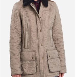 Barbour Beadnell Quilted Jacket in Taupe Size 6 US